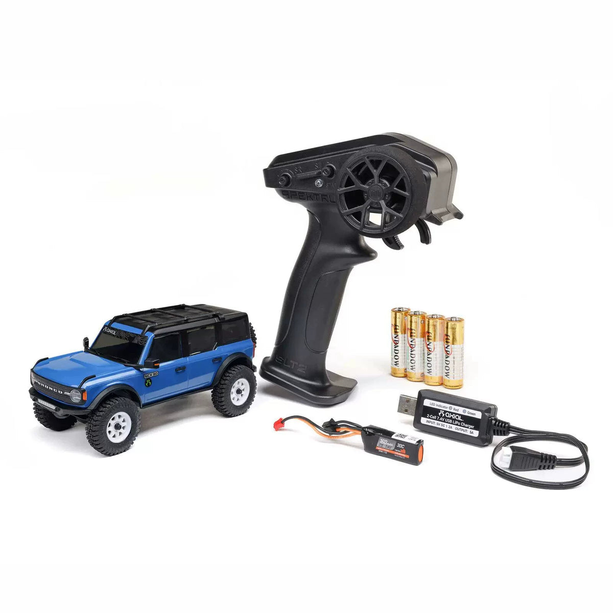 Ford Bronco - Blue Axial SCX30 crawler and source-shown equipment