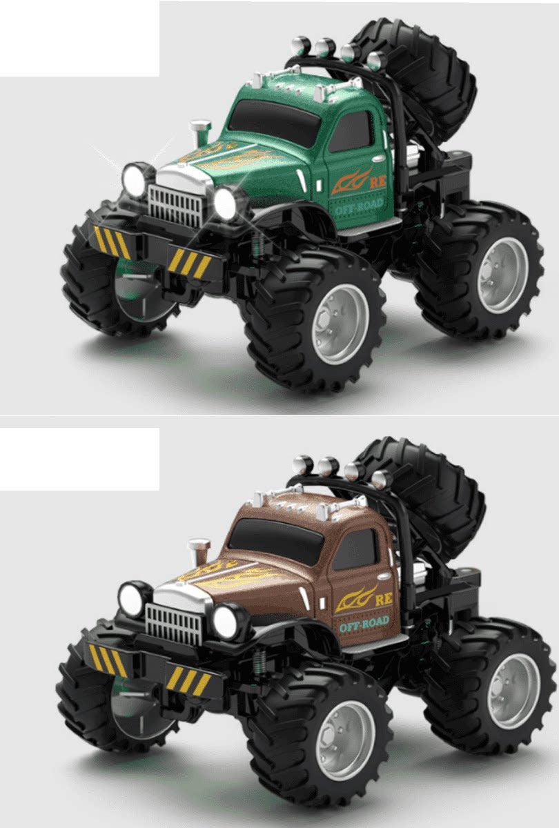 Green and Brown retro RC monster trucks in a two-truck color pair