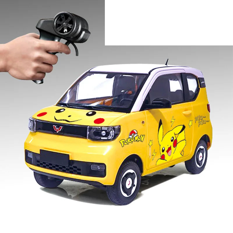 Mini EV RC City Car - Standard and Graphic Packages: Yellow Mini EV RC city car with selected graphic body and pistol-style controller