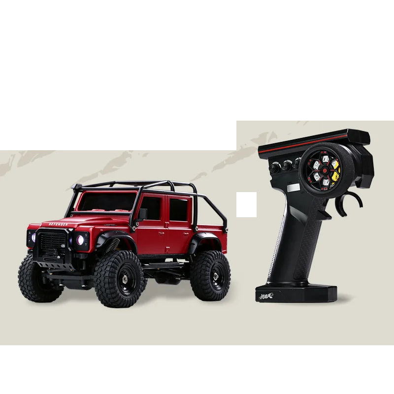 Wine Red 1:43 Defender 110 RC SUV with pistol-style remote controller